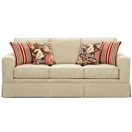 Contemporary Sofa with Kick Skirt and Track Arms